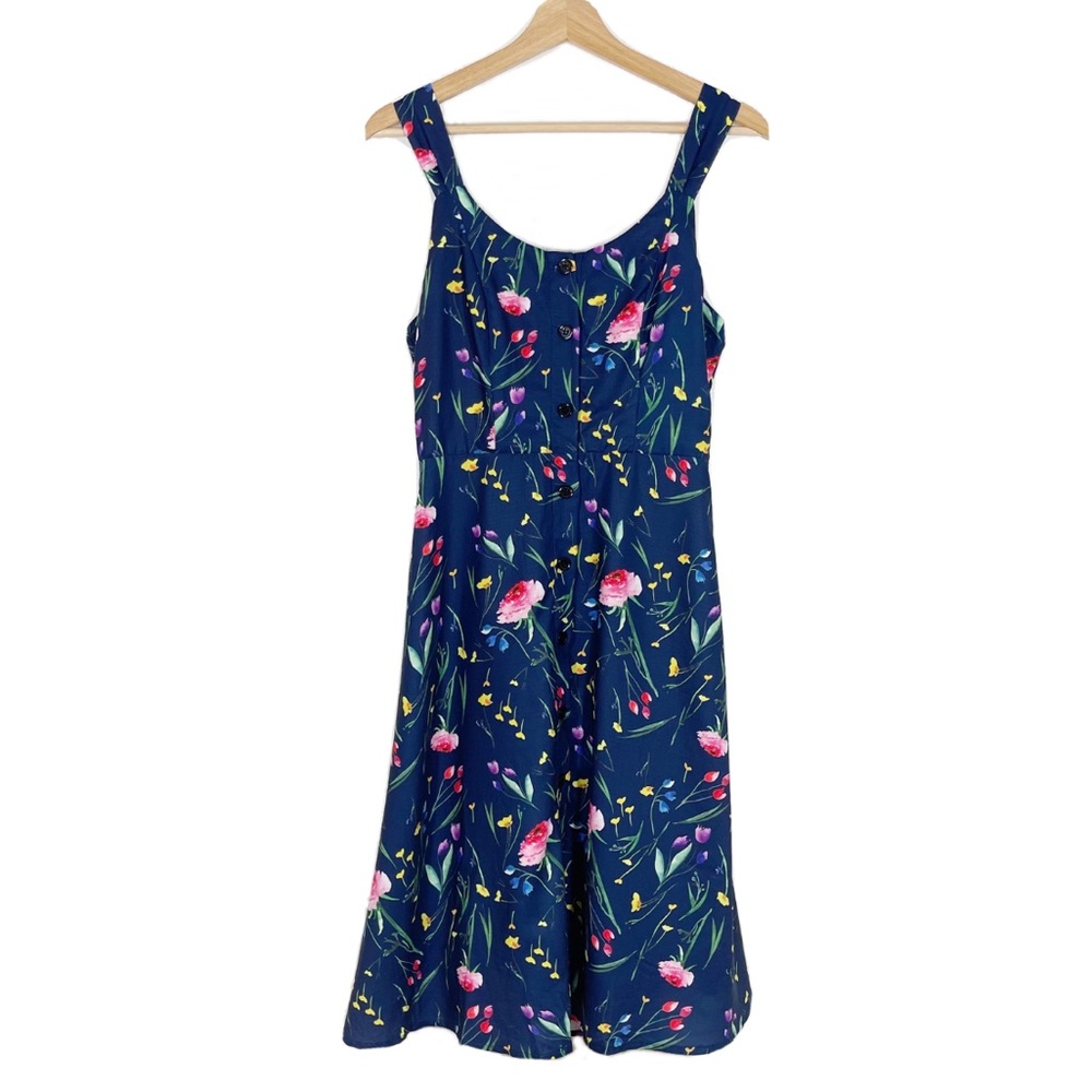 NWT Papillon Floral Cutout Dress Sleeveless Navy Sz XS